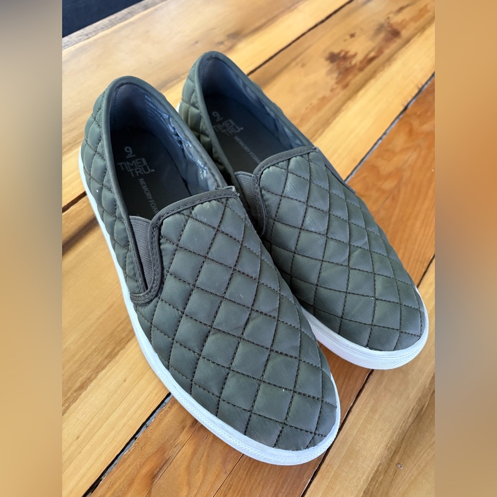 olive green slip on shoes
